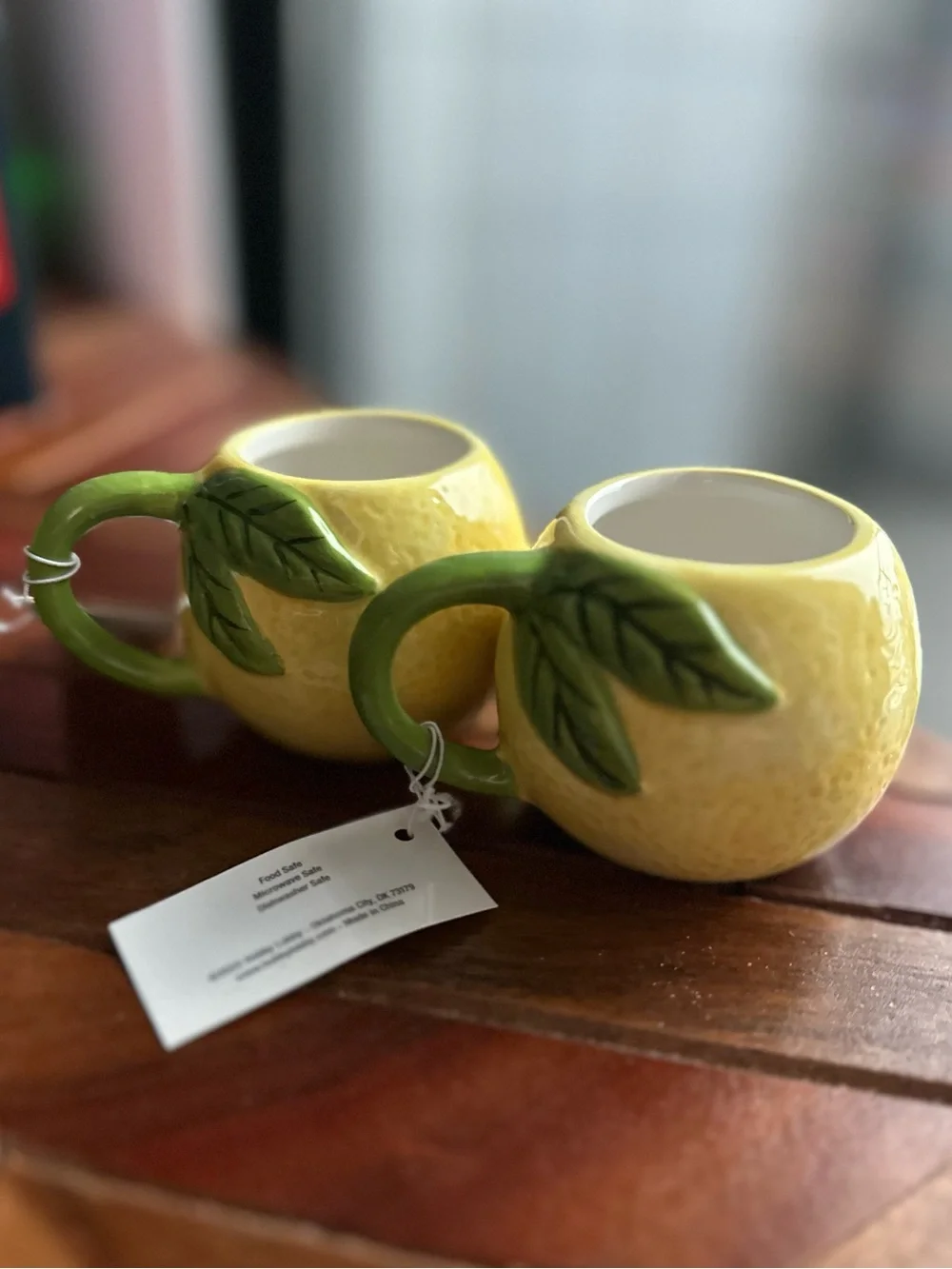 Set of 2 Lemon Espresso Cups Mugs Italian Sicilian Mediterranean NWT 🍋